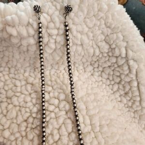 Statment  Silver Bead Drop Earrings